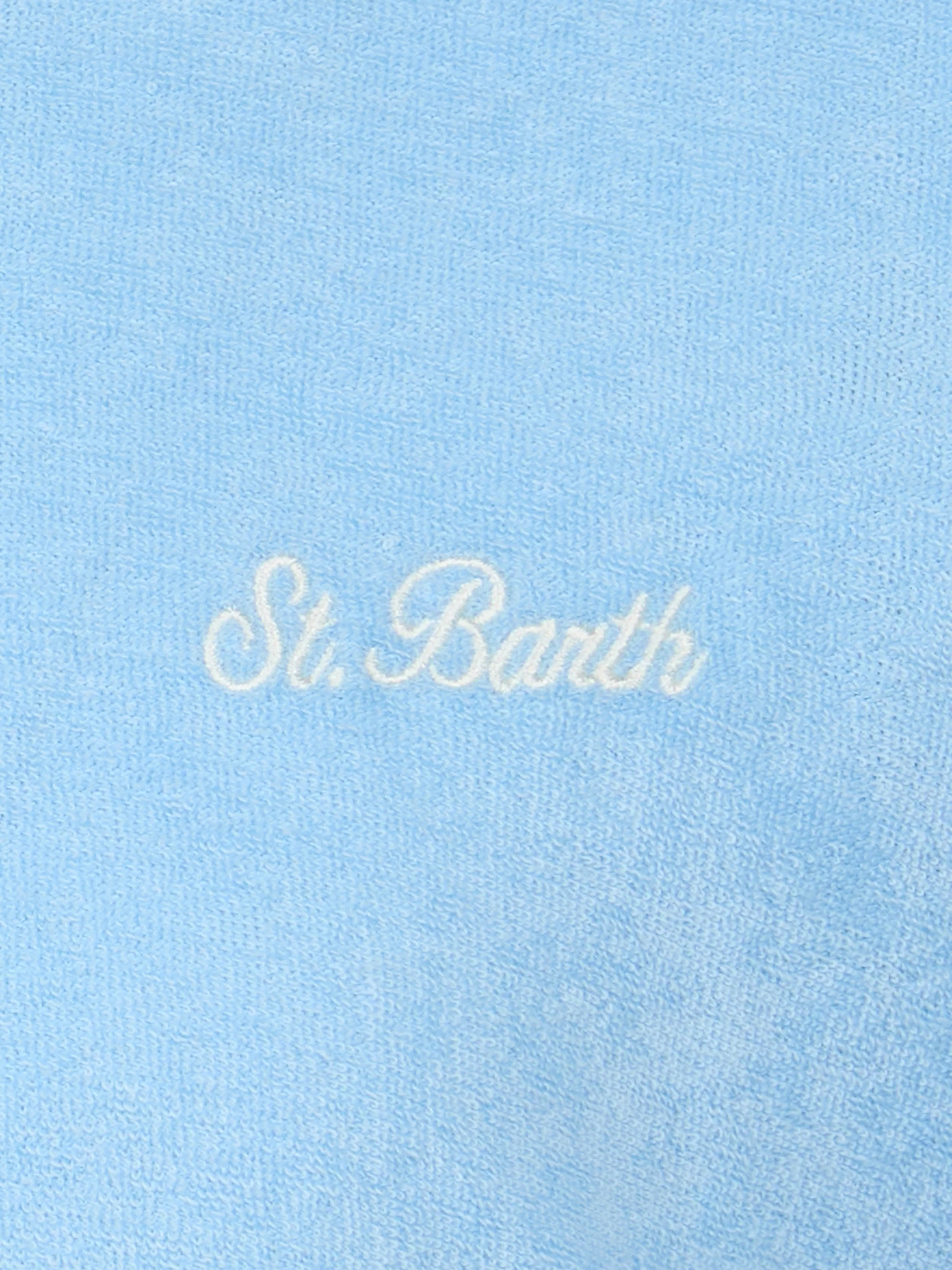 T-shirt da bambino in spugna azzurra Gary con ricamo St. Barth