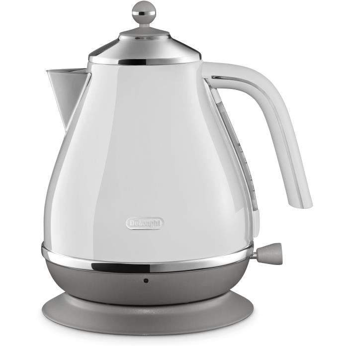 Hervidor DELONGHI ICONA CAPITALS - 1,7 L - Acero inoxidable - Base extraíble y giratoria 360° - Filtro antical - Blanco