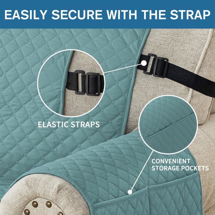 Funda para sofá de 3 plazas Ystyle, impermeable, con reposabrazos, protector universal para sofá, azul claro.