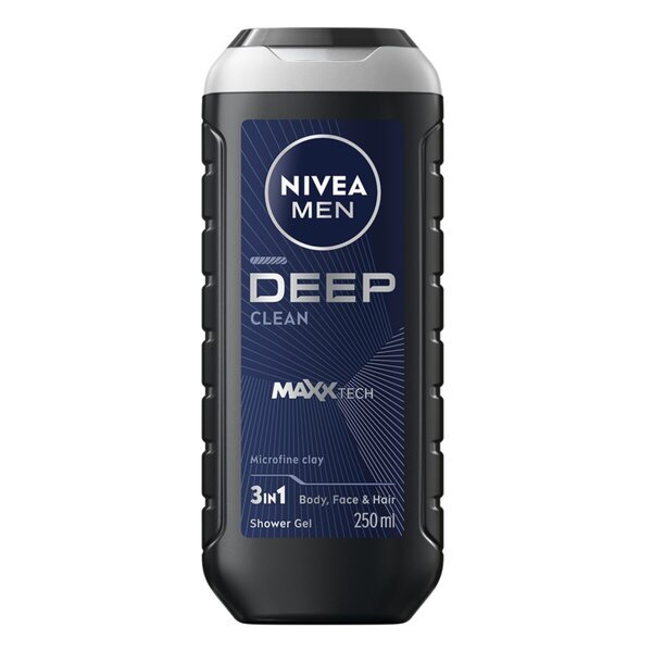 NIVEA Men Deep Clean 3-v-1 gel za prhanje<br>250 ml - Normalna koža