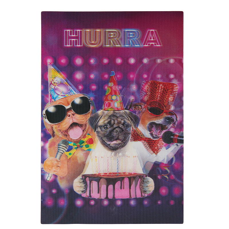 Kort 3D-hurra, hundar