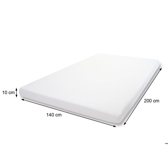 Cubrecolchón de espuma fría de 10 cm HWC-E63, funda de colchón, protector de colchón - 140x200cm