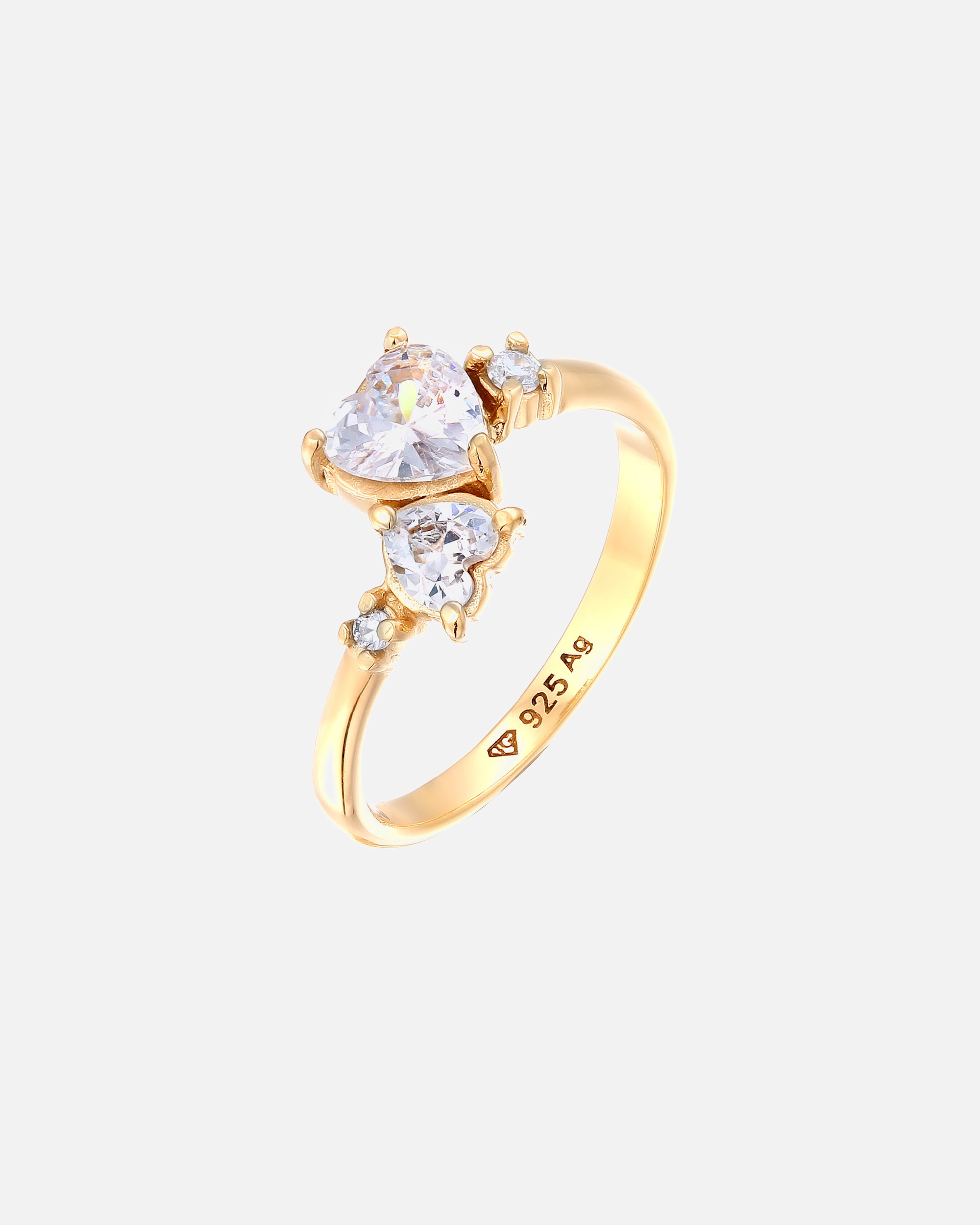 Elli Elli Bague avec Pierres Femmes Coeur Zirconia Blanc Argent Sterling 925 St Valentin
