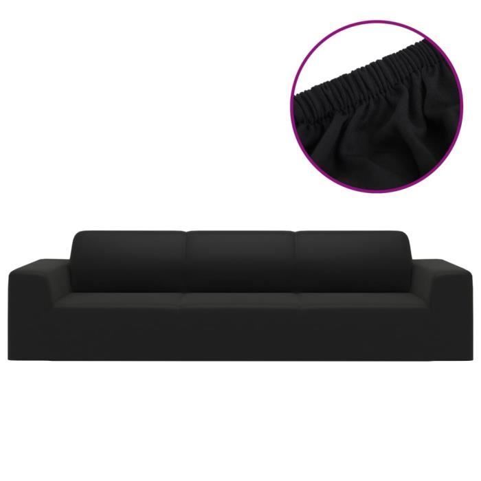 Funda elástica para sofá de 4 plazas vidaXL, color negro, poliéster jersey 332935