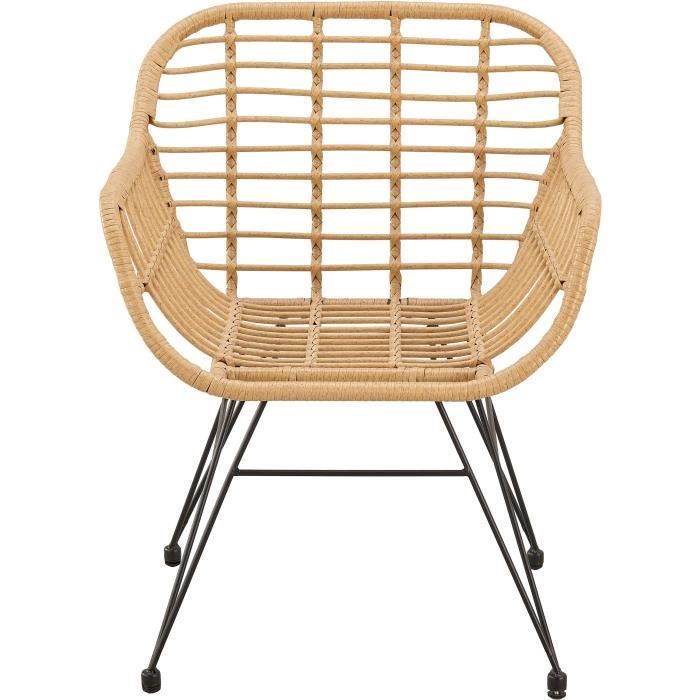 Set van 2 tuinstoelen - Natuurlijke rotanlook - Stalen frame - B62 x H64 x D62 cm