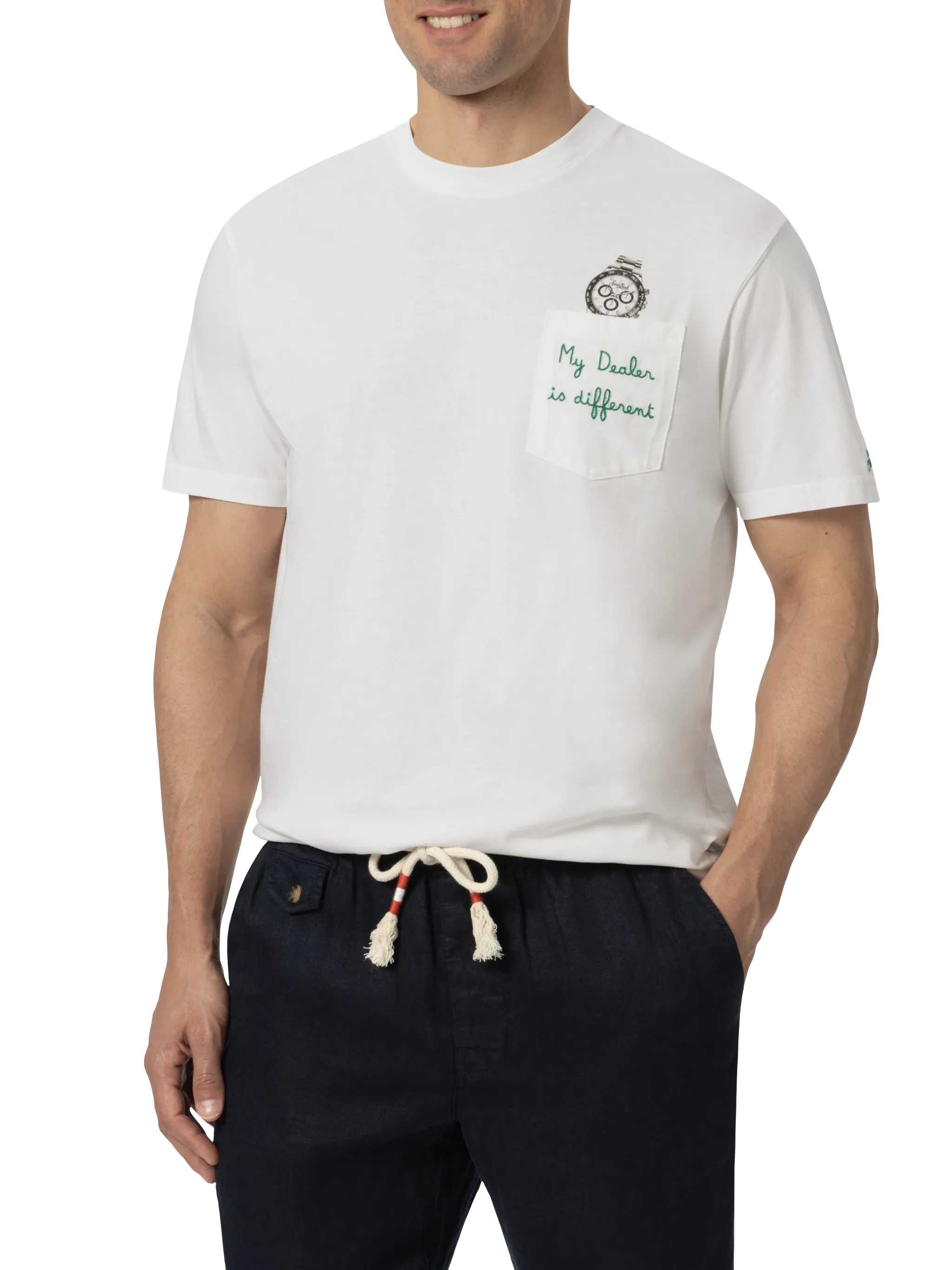 Tshirt in cotone Austin con ricamo e stampa orologio