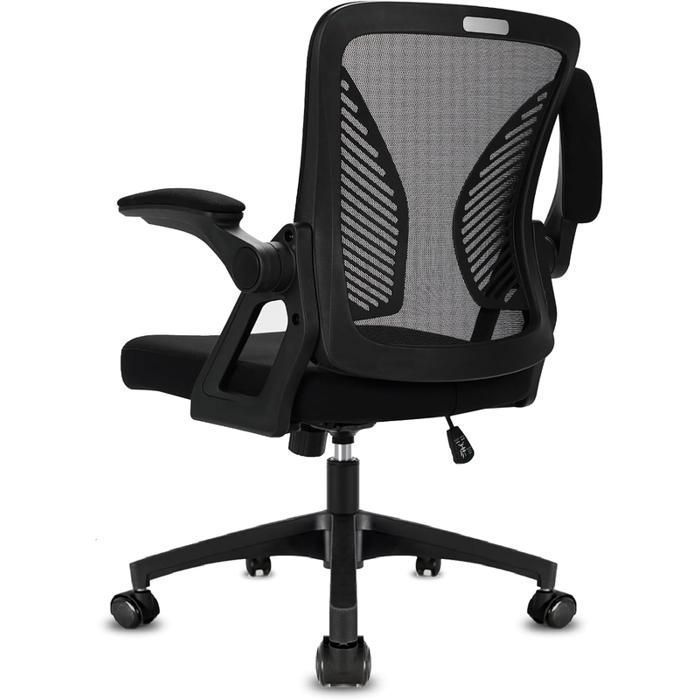 Office chair, desk chair with adjustable armrests and lumbar support, mesh office chair, black