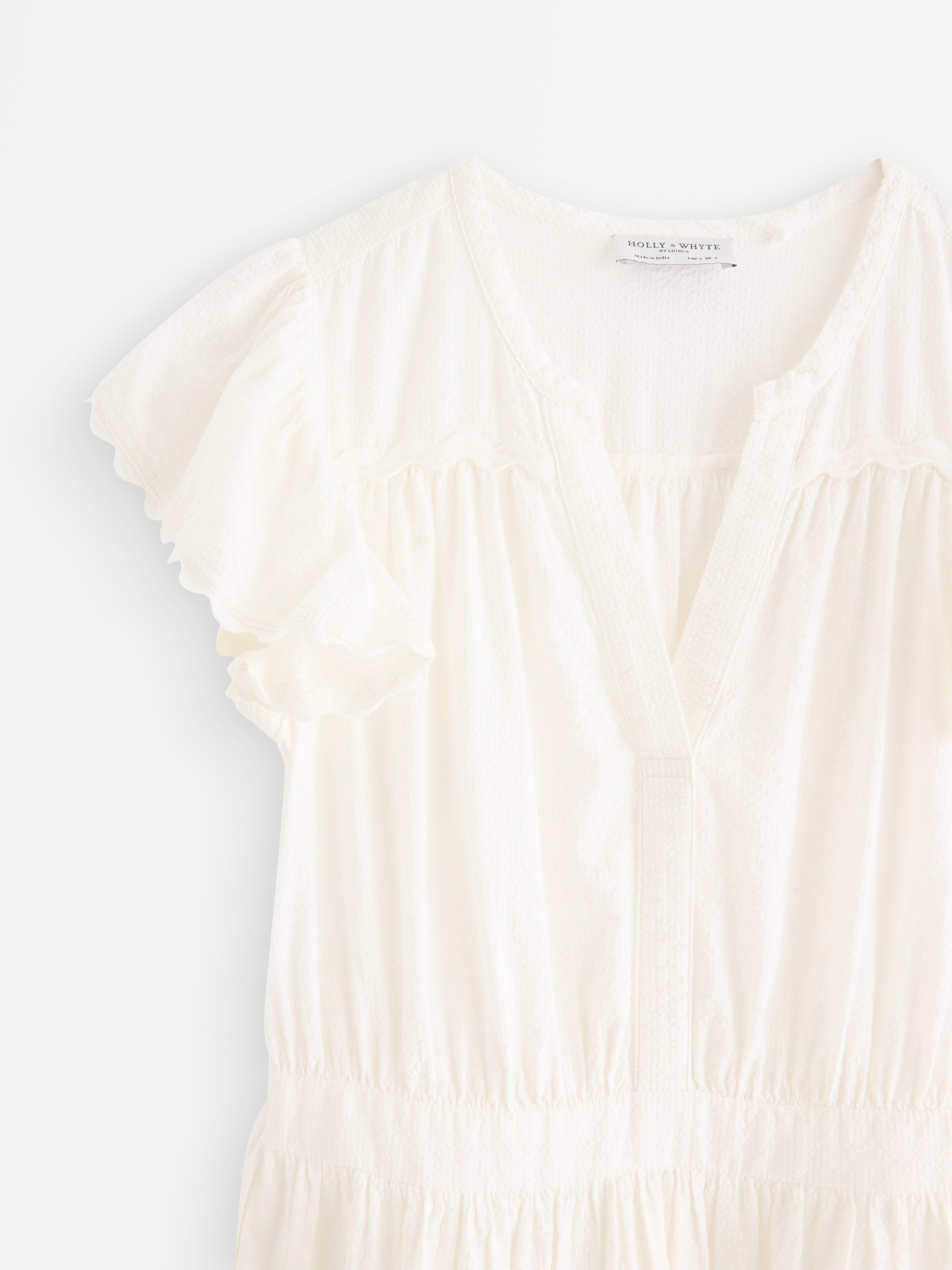 Midikjole med rysjer Off White