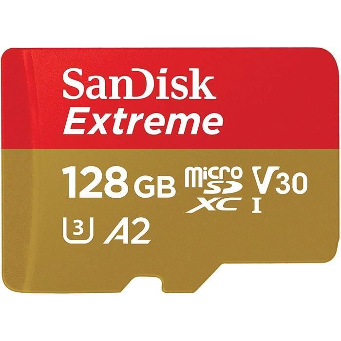 Adaptador de tarjeta de memoria microSDXC SanDisk Extreme de 128 GB con rendimiento de aplicación A2 de hasta 160 MB/s Clase 10 U3 V30 [7896]