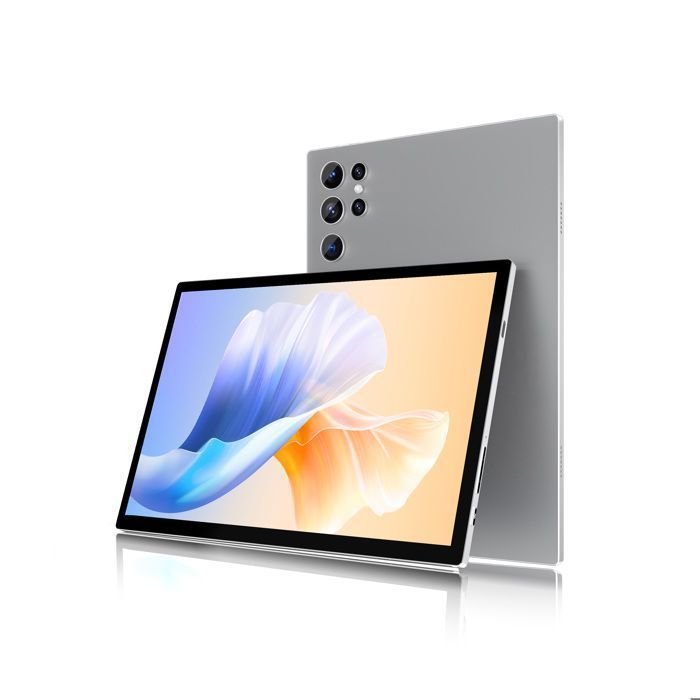 Tablette tactile 10,1 pouces, tablette Android 14, 16 Go RAM 128 Go ROM, IPS 1280*800 HD, 8000 mAh, Type-C, gris.