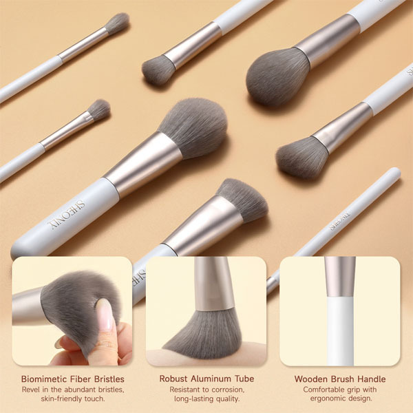 Sada profesionálních štětců na make-up Livingandhome, 18 ks - bílá