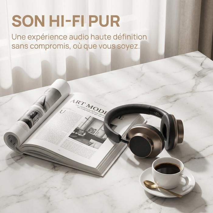 Wireless Headphones - FINGERTIME - Bluetooth 5.4 - 60H Battery Life - HiFi Stereo Sound - 40mm Deep Bass - Retro Design - Black
