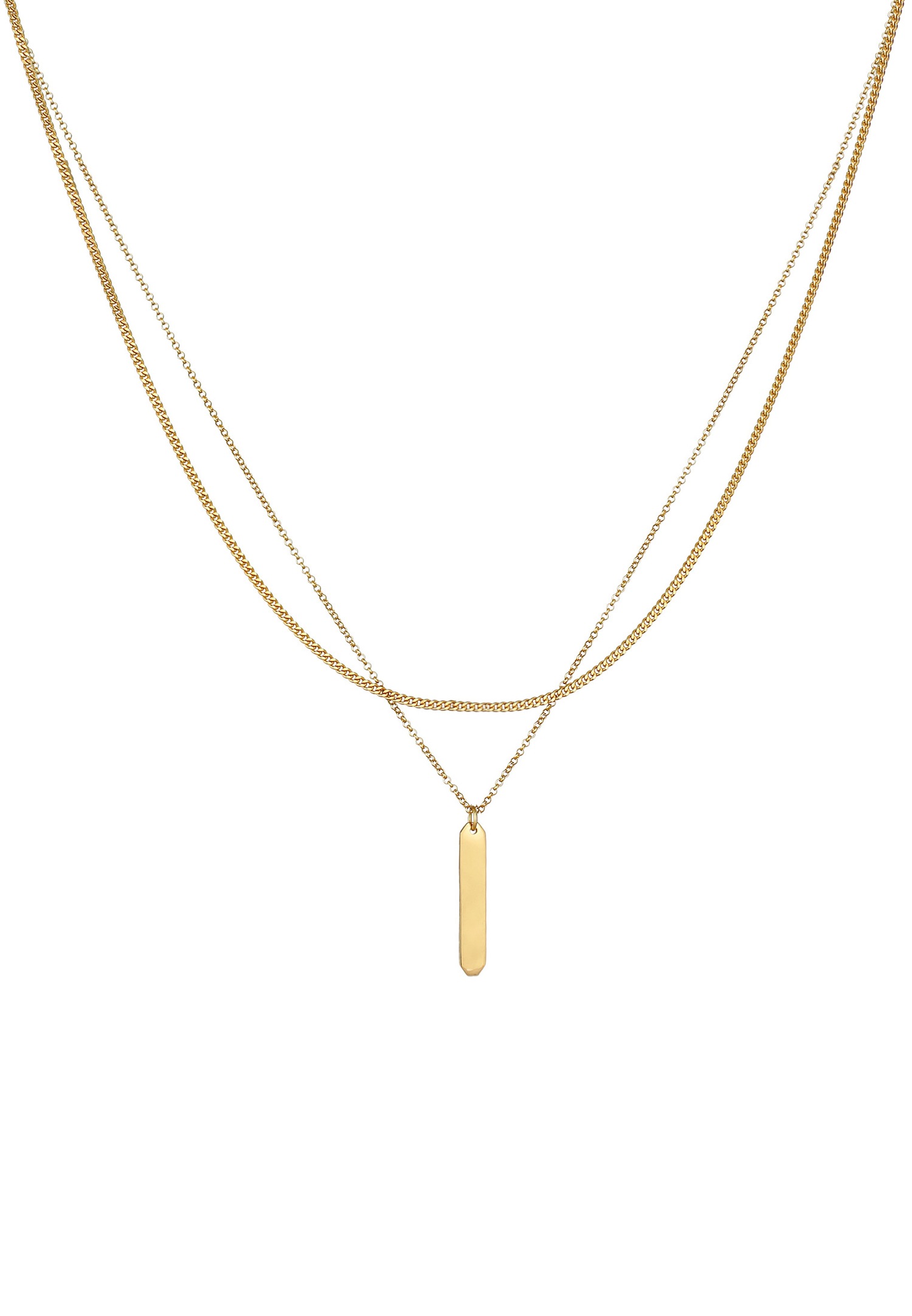 Elli Pendentif plaque de couche pour dames Geo Minimal Trend Classic en argent sterling 925 plaqué or