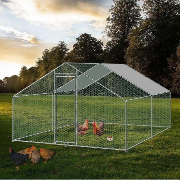 Poulailler - Bc-elec - RA-342 - 3x4x2m - Acier galvanisé - Toit waterproof - Enclos grillagé