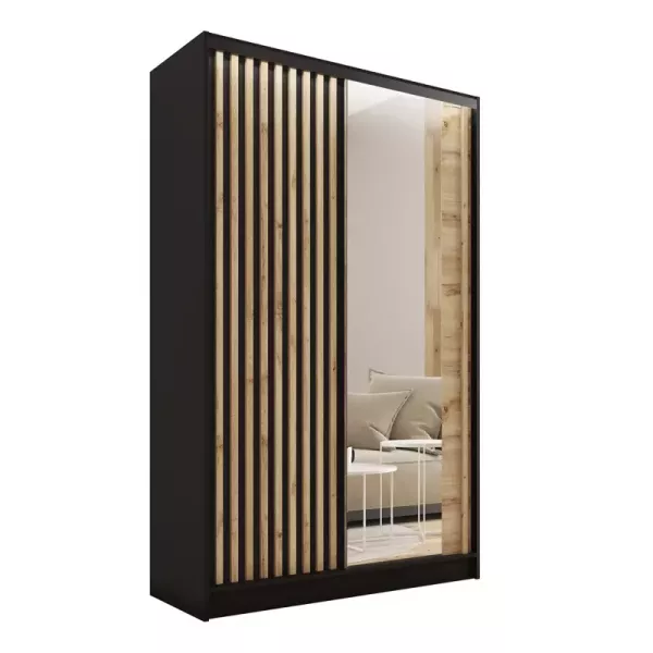 Szafa przesuwna z lustrem i lamelami 120 cm LAMEL 3D Wotan