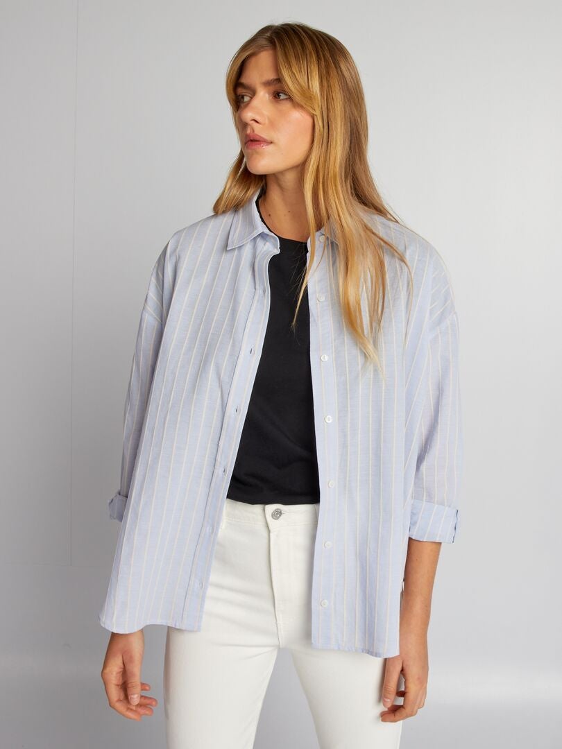Oversized gestreept shirt - BLAUW