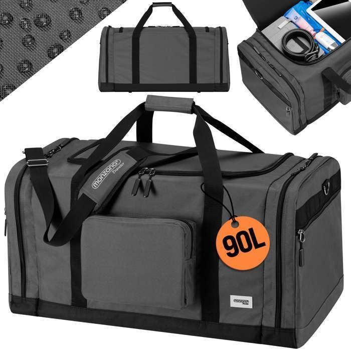 MONZANA® Travel Bag, Black Sports Bag, 90L, Fitness/Football Bag, Removable/Adjustable Shoulder Strap, Weekender Duffel Bag