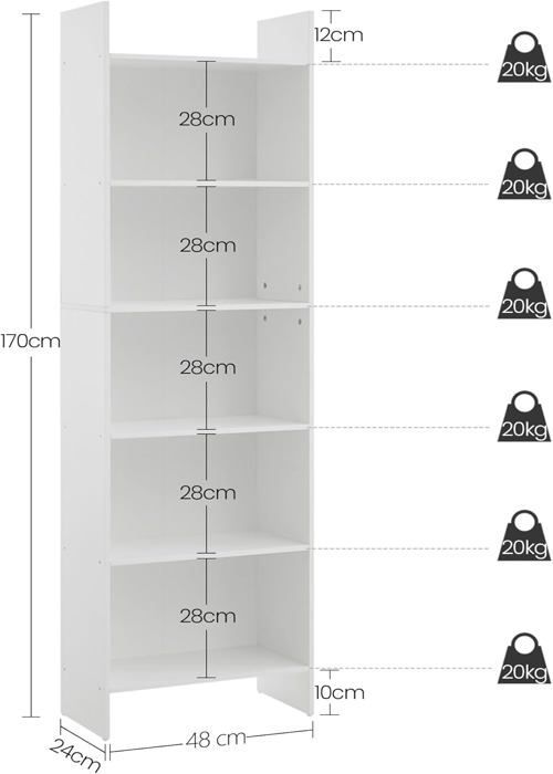 6-Tier Bookshelf, Storage Shelf, Cube-Shaped Unit, for Living Room, Office, Bedroom, Scandinavian Style