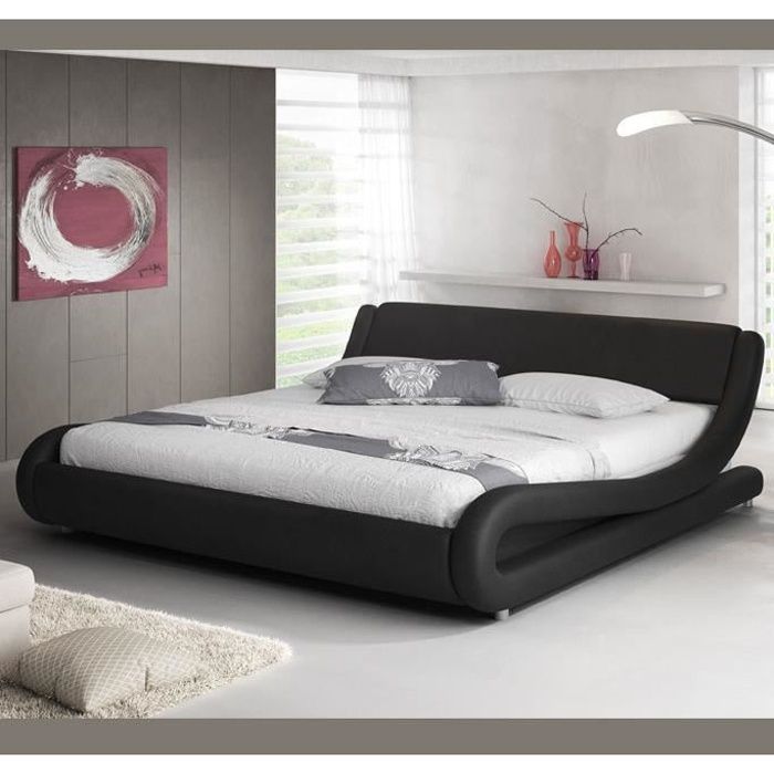Struttura letto - ALESSIA - Letto matrimoniale 180x200cm - Ecopelle - Rete a doghe