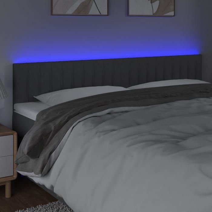 cabecero LED vidaXL para dormitorio, mueble de cama doble, accesorio para interior de cama, cabecero gris oscuro 3121857