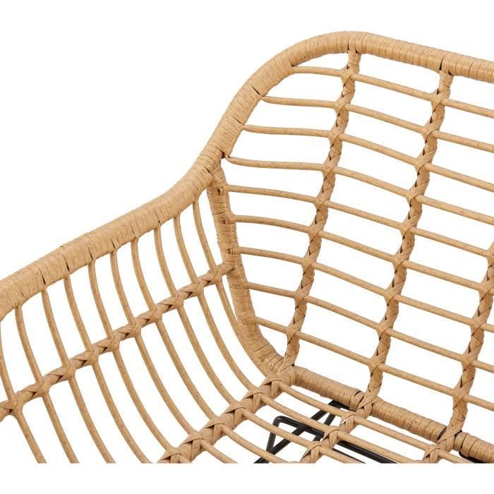 Set van 2 tuinstoelen - Natuurlijke rotanlook - Stalen frame - B62 x H64 x D62 cm