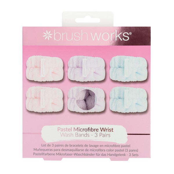 Pulseiras de microfibra Brushworks em tons pastel - 3 pares