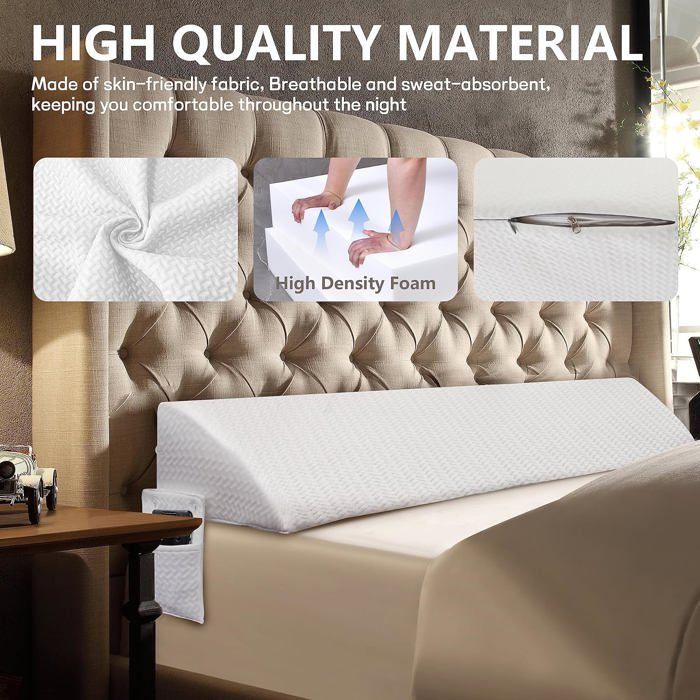 VERCART Long wedge cushion, filling gap (0 to 15.2 cm) between the mattress and the headboard or wall (White, 100cm)