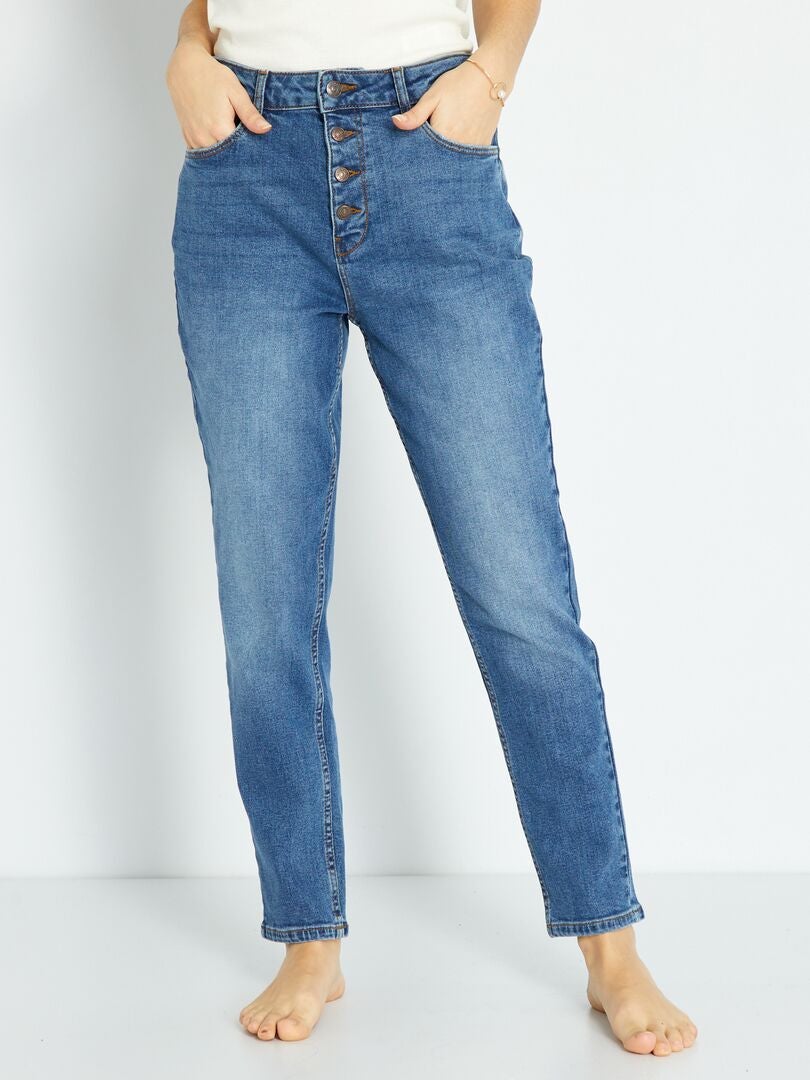 Zeer hooggetailleerde mom jeans - Maat 34 - Blauw