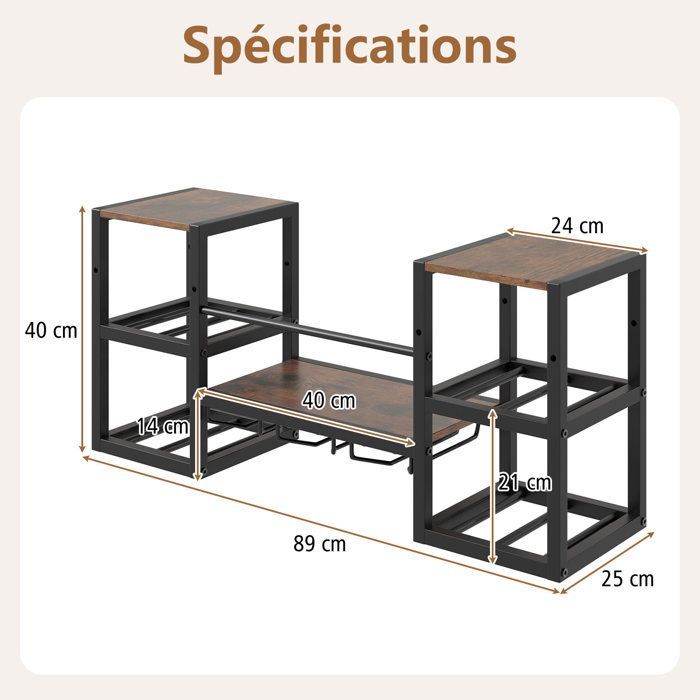 COSTWAY Wall-Mounted Wine Rack, Bottle Holder with 3-Tier Glass Rack, Open Shelves, Wall-Mounted Bottle Rack