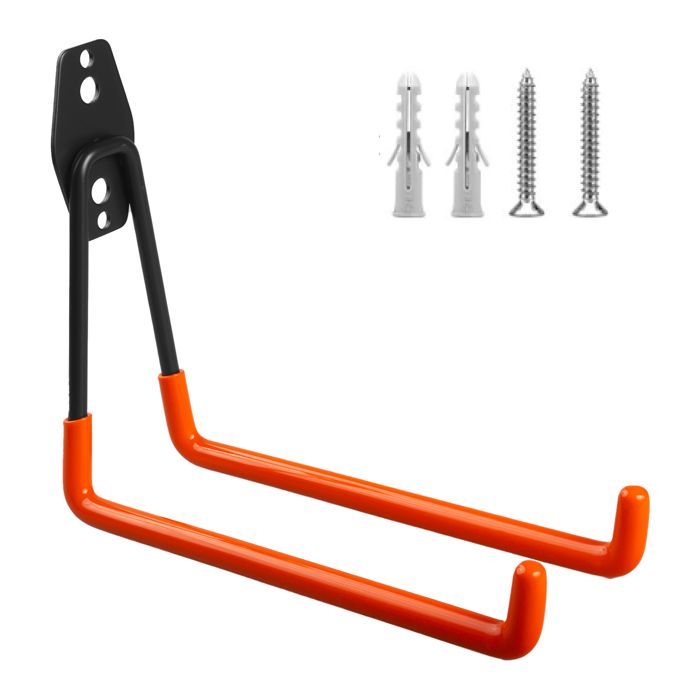 Soporte de pared para garaje - Maclean - MC-444 - Acero - Carga máxima 25 kg - Negro y naranja