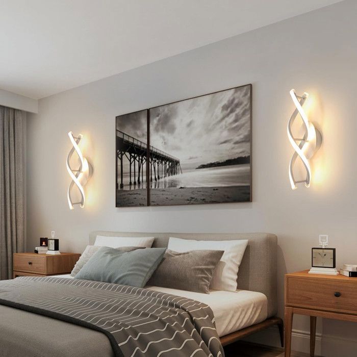 DORLINK Applique Murale Interieur, LED Lampe Murale16W Lumière Chaude 3000K, Design incurvée Appliques pour Chambre à Coucher Salon