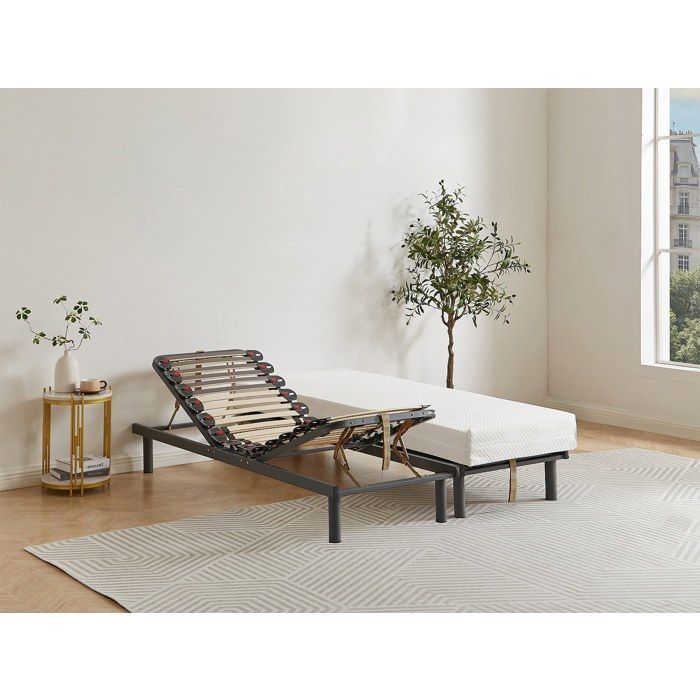 Base de cama ajustable montada sobre espigas - OFERTA ÚNICA - 3 posiciones para dormir - Firmeza ajustable - 80x200cm