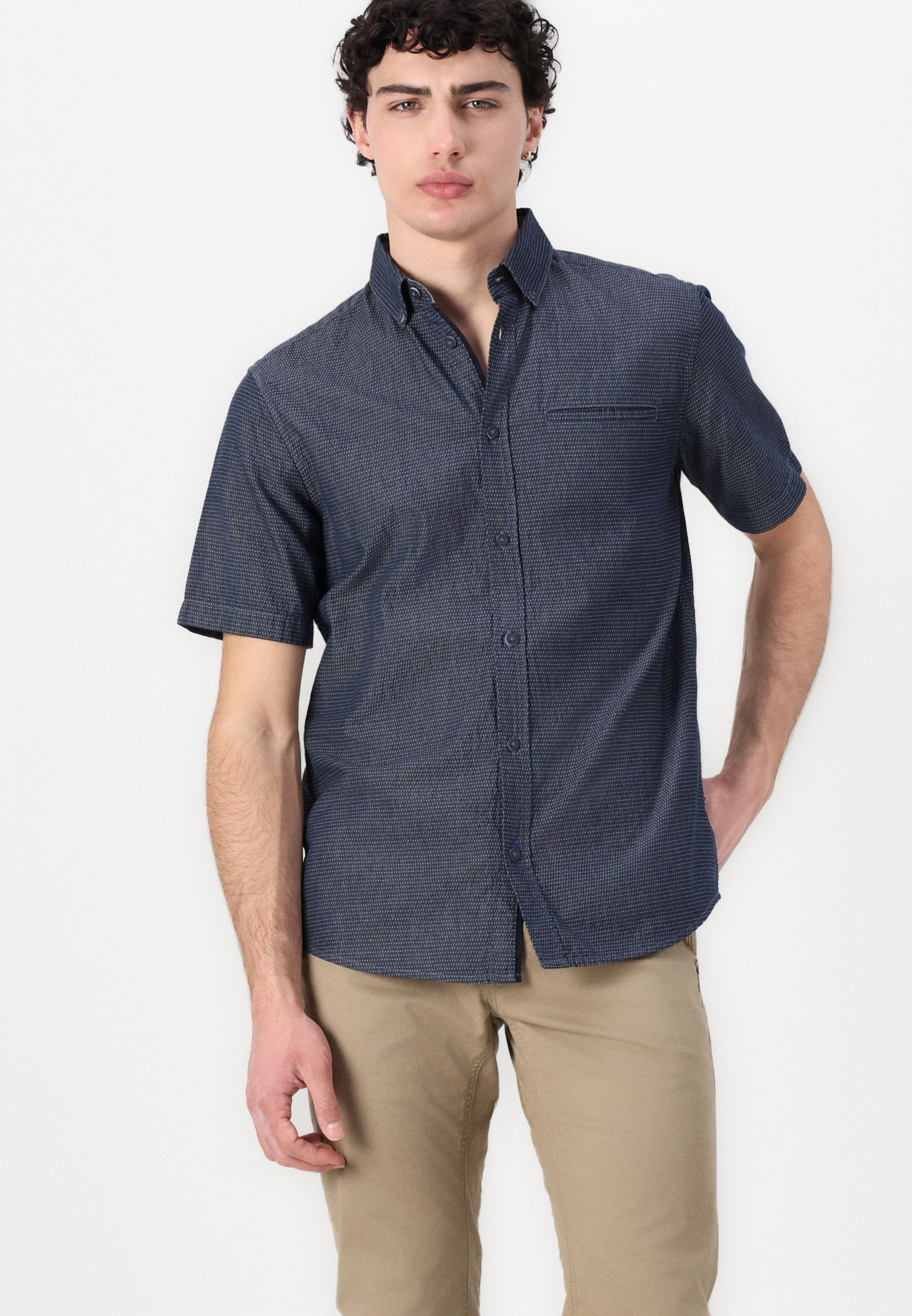 TOM TAILOR GESTRUCTUREERD OVERHEMD - Overhemd - marineblauw