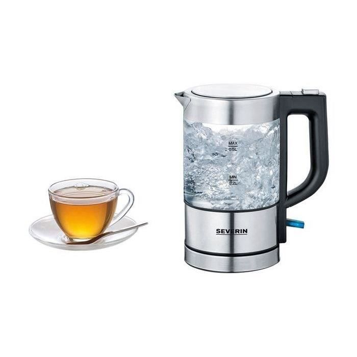 Bollitore - SEVERIN - WK 3472 - 0,5 L - 1100 W - Vetro/Acciaio inox - Base girevole a 360°
