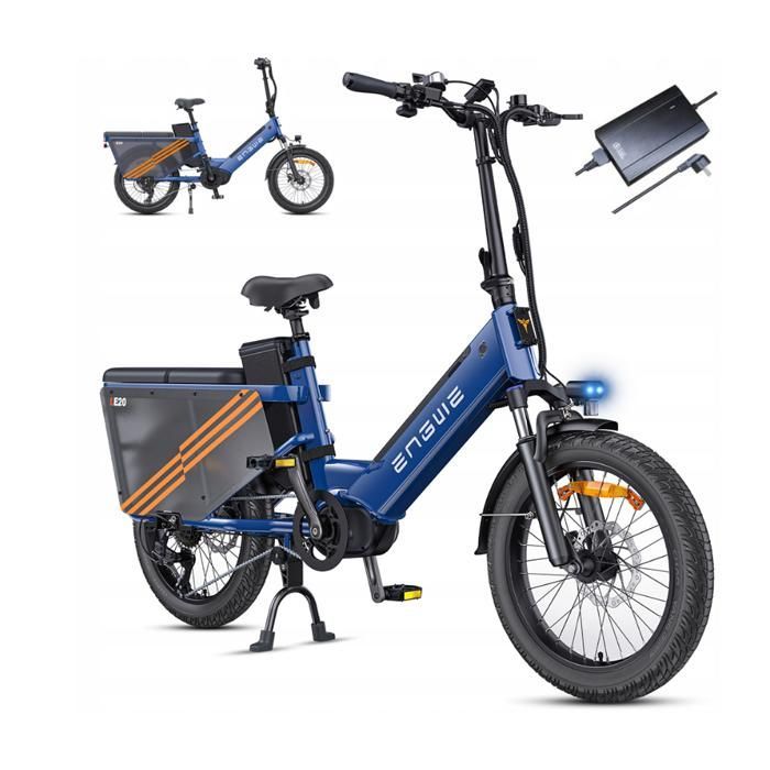 ENGWE-LE20 electric bike, 7-speed transmission, 250W, 48V 38.4Ah battery, 20-inch tires, hydraulic brakes, 340km range - blue