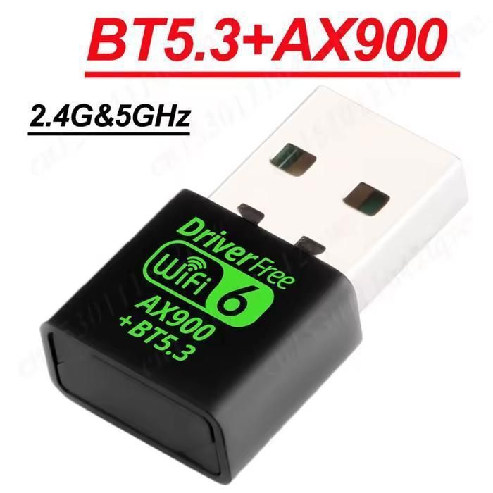 USB WiFi 6 & Bluetooth 5.3 Adapter, 900 Mbps Dual Band 2.4/5 GHz External Wireless Network Receiver, Mini WiFi Dongle for PC