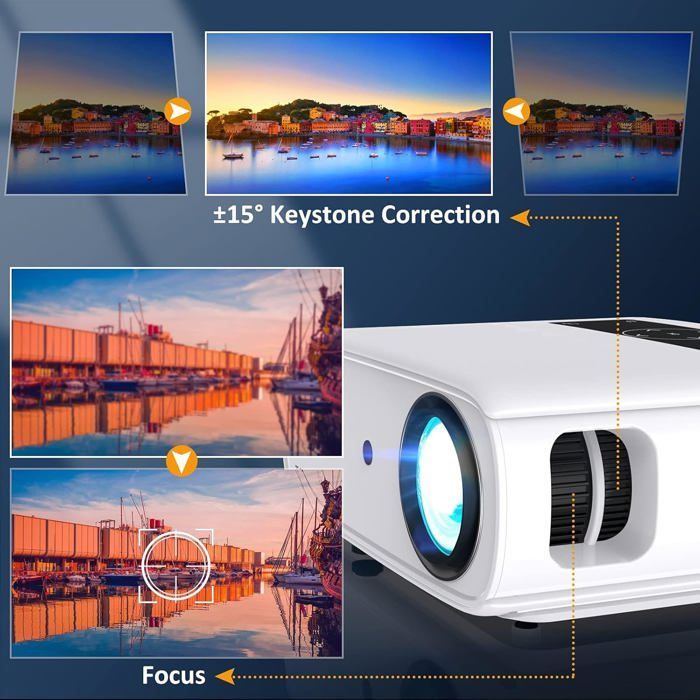HOPVISION 15000 Lux video projector - 4K Ultra HD WiFi/Bluetooth - TV Stick, Xbox, iOS/Android compatible - Home Cinema
