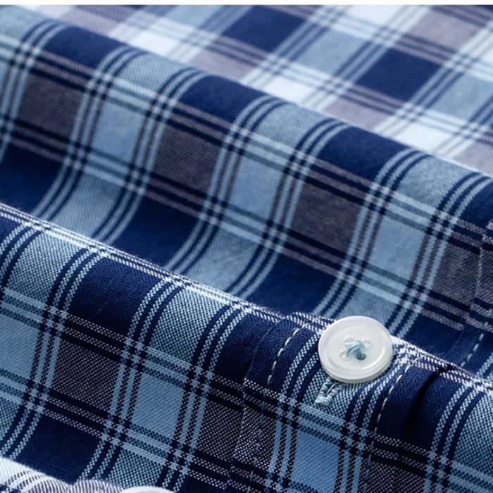 Camisa a cuadros para hombre INSFITY - Manga corta - Algodón cómodo - Verde oscuro