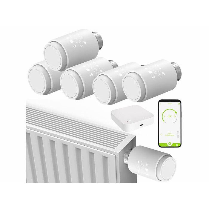 5 têtes thermostatiques ZigBee connectée pour radiateur avec passerelle