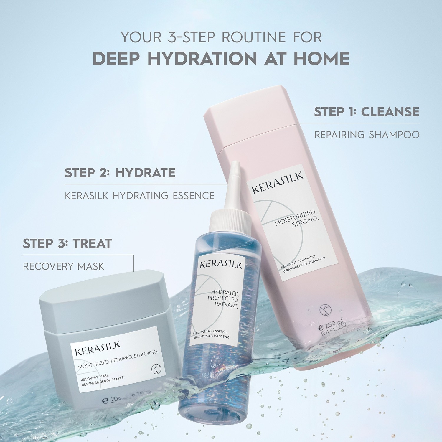 KERASILK plaukų priežiūros priemonė „Essence“ drėkinamoji esencija – 150 ml
