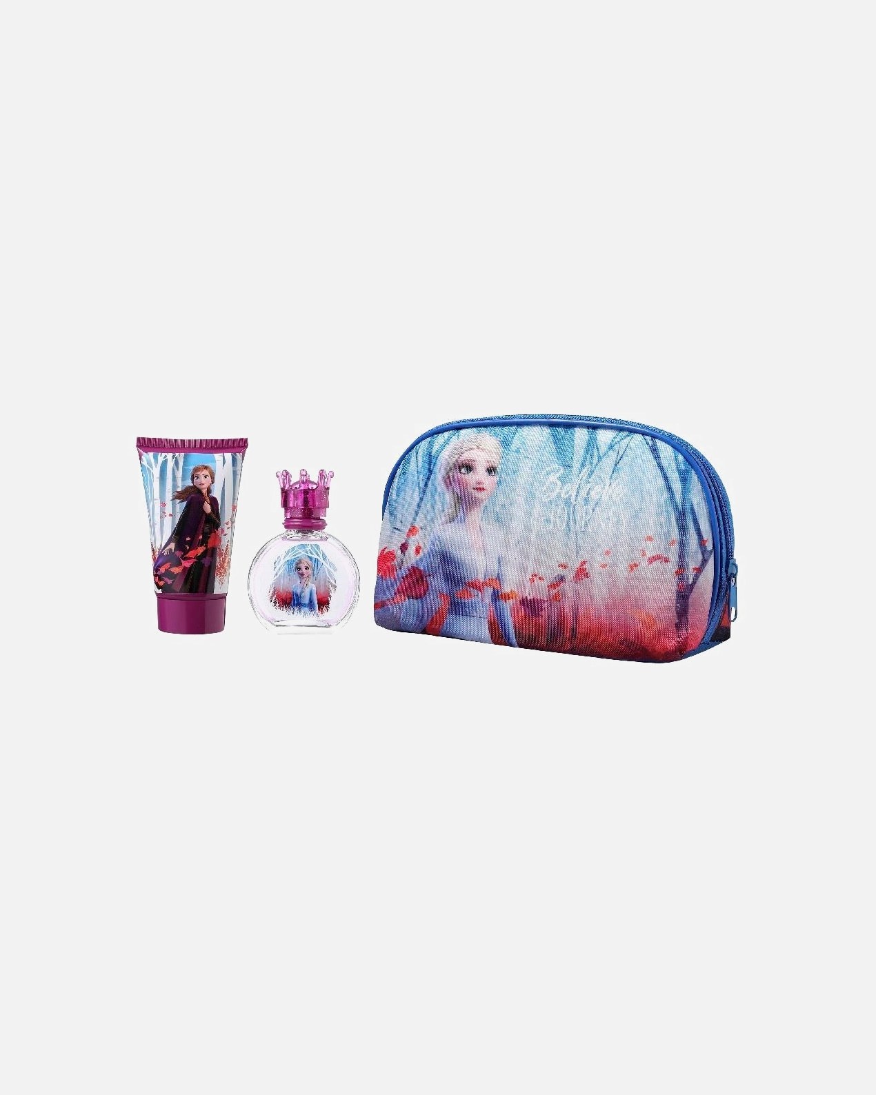 „Disney Frozen II“ tualetinio vandens rinkinys vaikams (50 ml) + dušo želė (100 ml) + kosmetinė – 1 vnt.