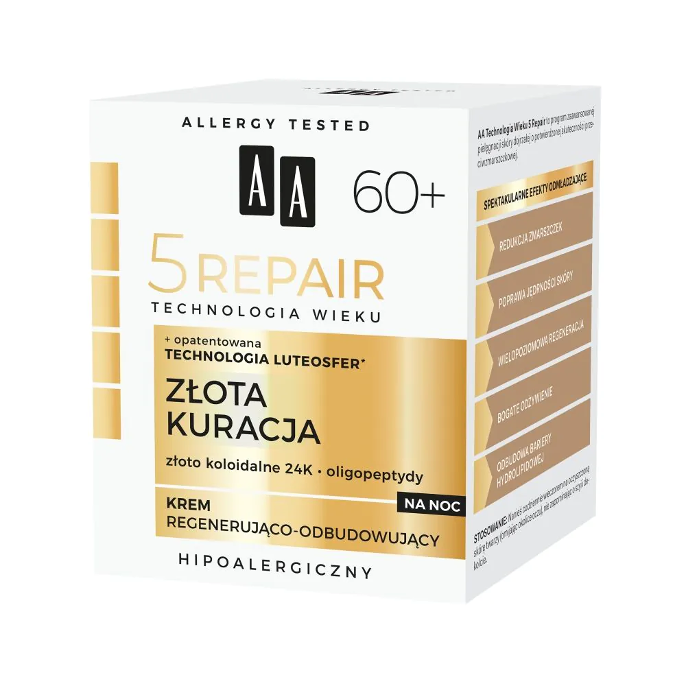 AA Technologia Wieku 5Repair 60+ Złota Kuracja Nocny krem regenerująco-odbudowujący