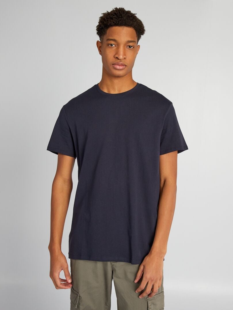 T-shirt van puur katoen +190cm - BLAUW
