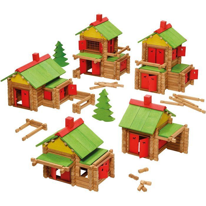 JEUJURA - Wooden Construction Set - My Wooden Chalet - 165 Pieces - Ages 5+