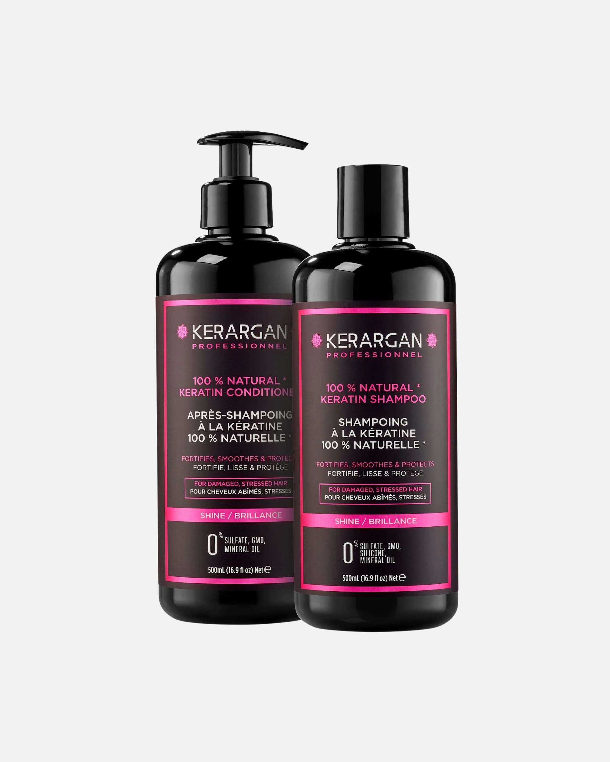 Kerargan Kerargan - Duo Ultra Réparateur Shampoing & Après-shampoing à la Kératine pour Cheveux Abîmés et Stressés