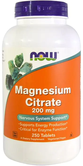 Now Foods Magnesium Citrate, Cytrynian magnezu 200 mg, Tabletki