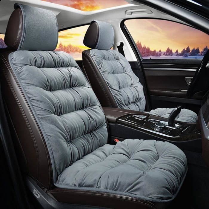 Funda para asiento de coche, protección de invierno, cojín suave, alfombrilla universal para sedán, SUV, gris PZCC