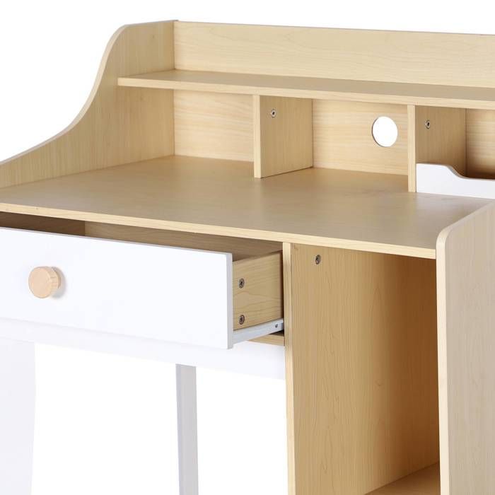 Children's desk with wooden finish, 1 drawer, 3 shelves, EDGAR
