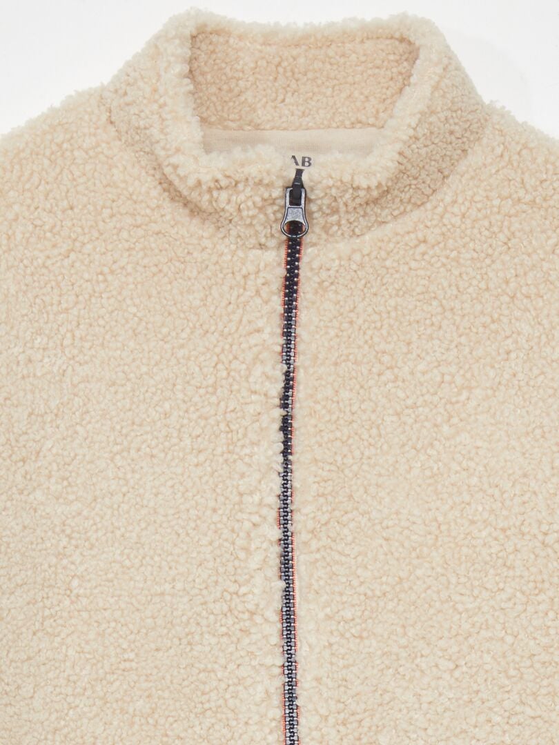 Sudadera Sherpa con cremallera - BEIGE
