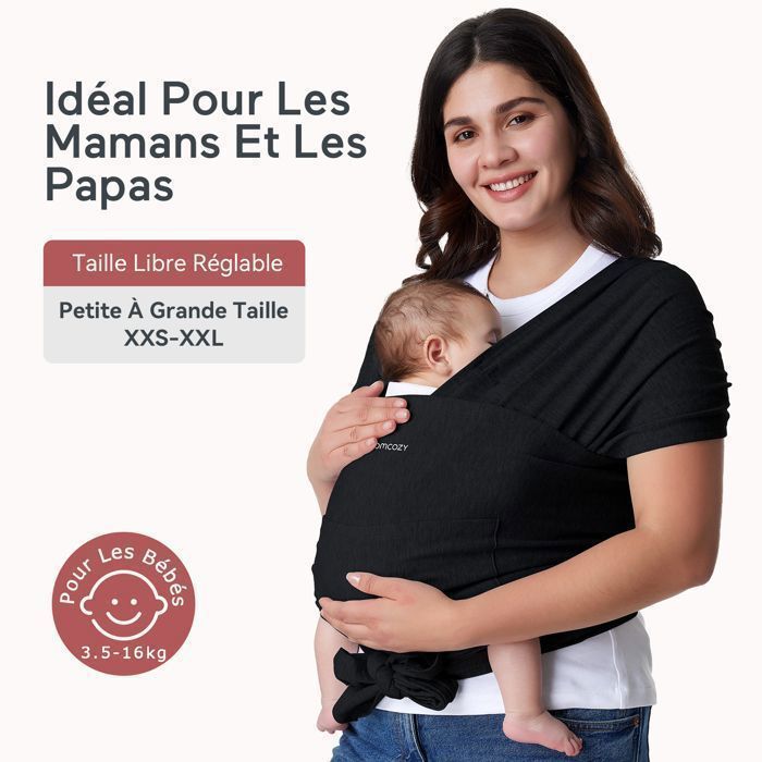 Portabebés DOCCMIK Momcozy para recién nacidos de hasta 22,7 kg (50 lbs) color negro.